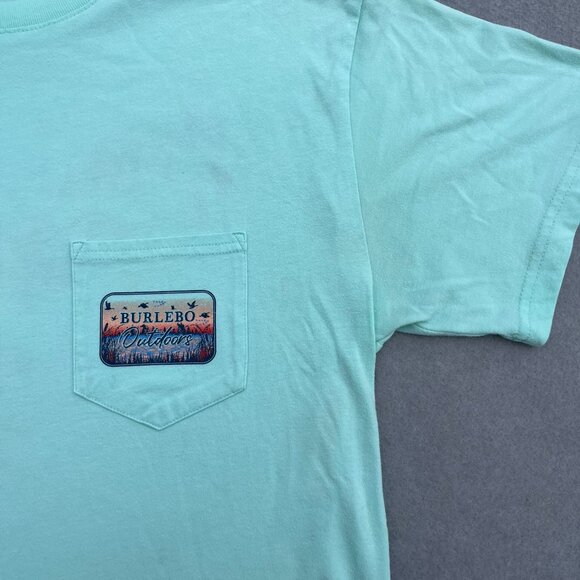 BURLEBO Short Sleeve T Shirt Mens Medium Crew Neck Aqua Duck Water Outdoors - Picture 2 of 4